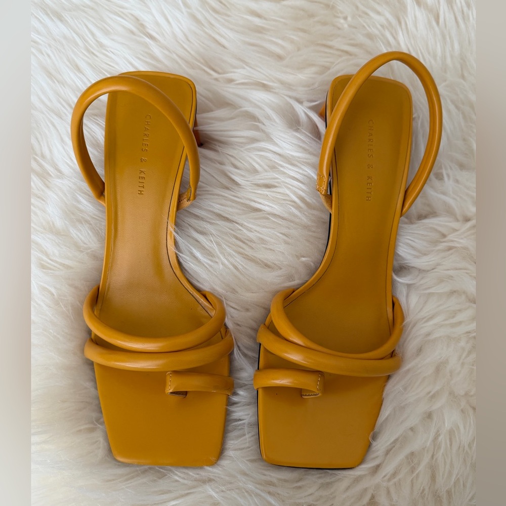 Charles & Keith Yellow Strappy Heels